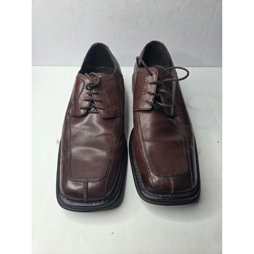 Axcess Claiborne Mens Bleeker Brown Leather Square Toe Oxford Dress Shoes 10.5 M